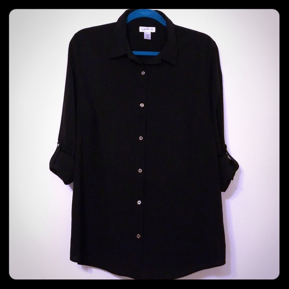 Black Jaclyn Smith Button Down Blouse